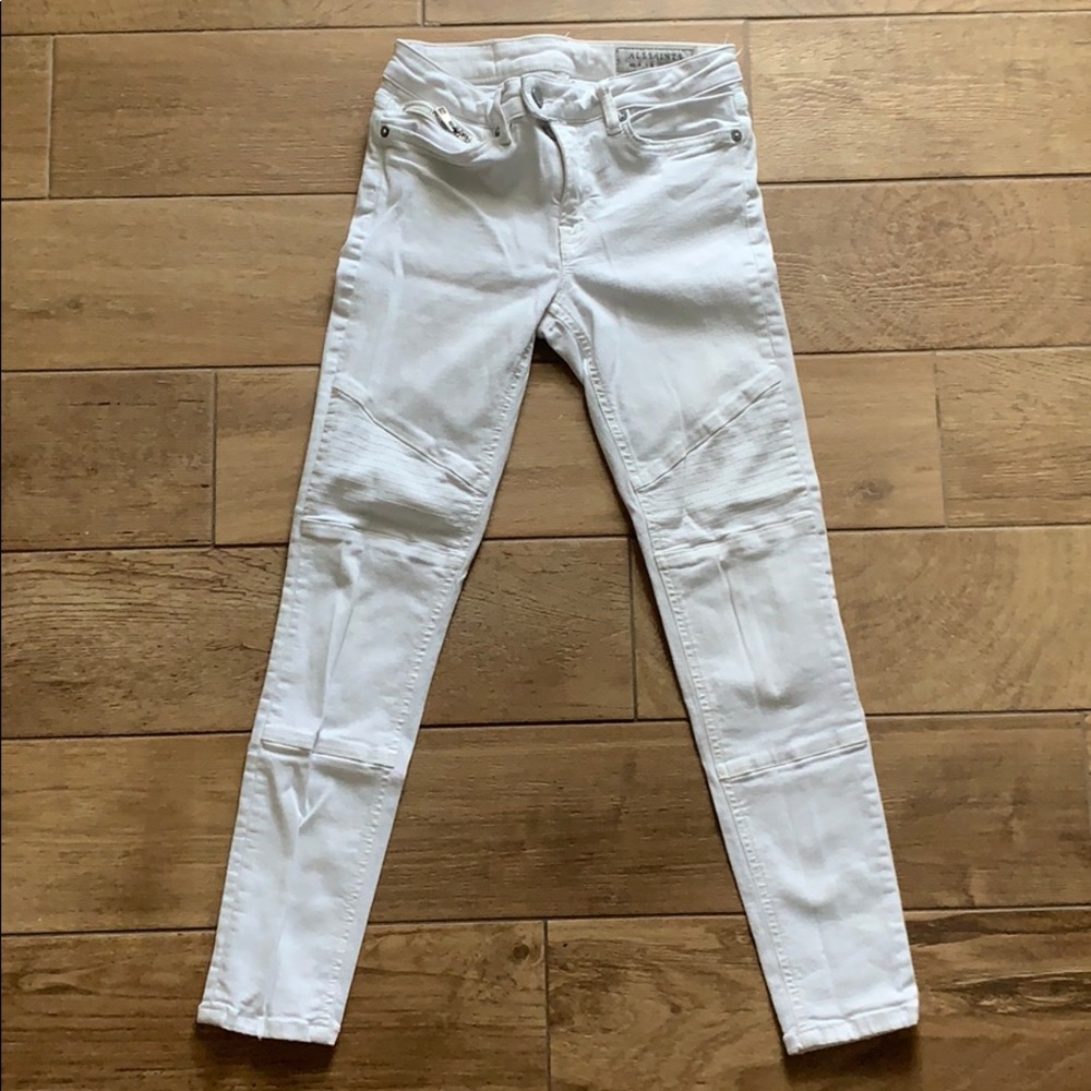 AllSaints White Biker Jeans